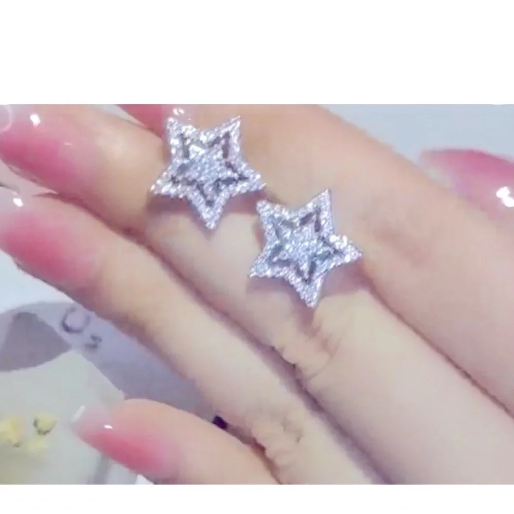 NEW Unisex Sparkling Simulated Diamond Rhodium S925‎ Earrings, 1.5cm
